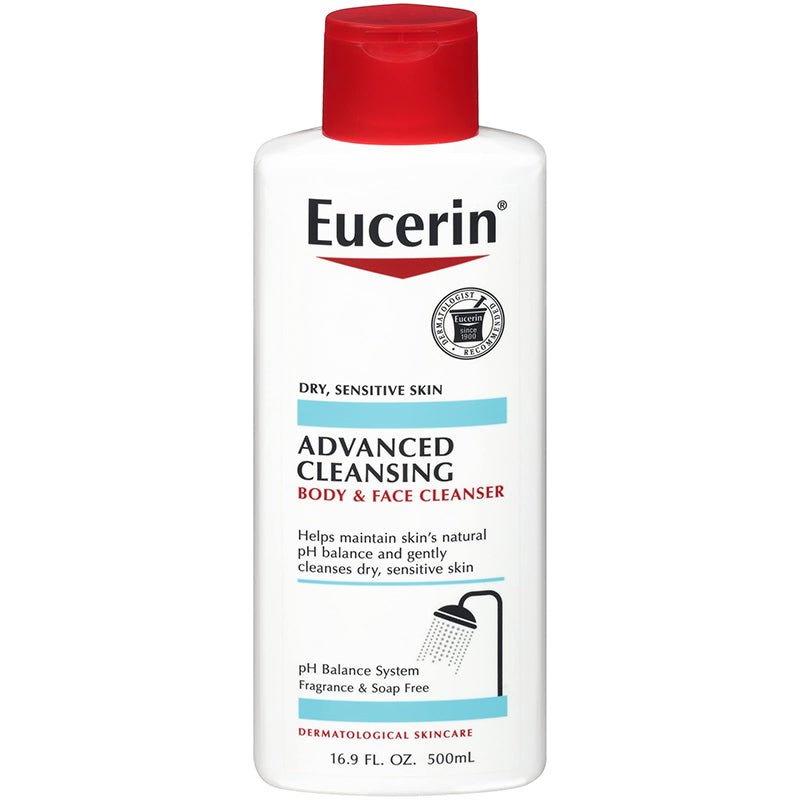 Eucerin 500ml (16.9oz) Advanced Body and Face Cleanser for Sensitive Skin