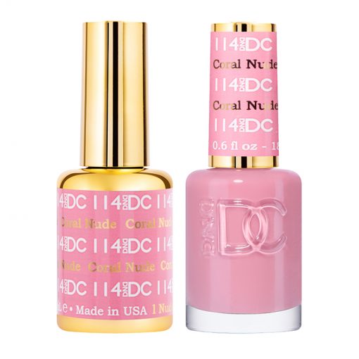 DND DC Gel Polish and Lacquer Duo Set in Coral Nude Shade #114 for Beautiful Nails