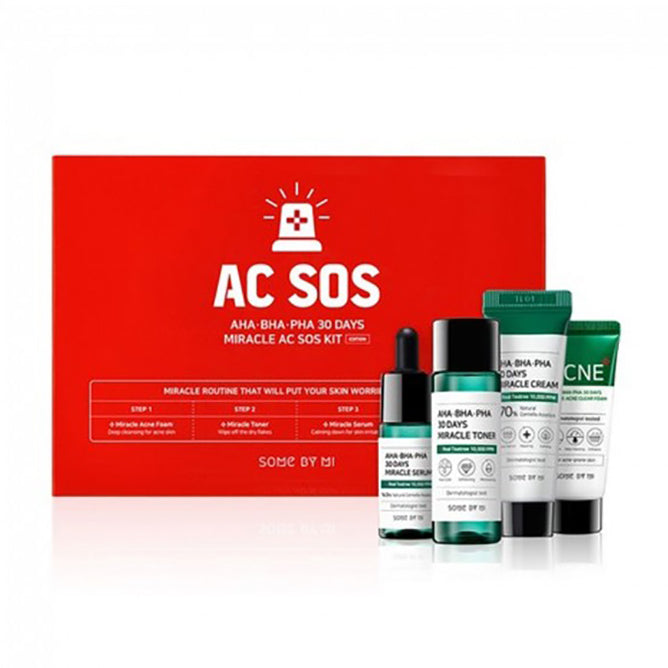 Some By Mi AHA BHA PHA 30-Day Miracle Anti-Acne Skincare SOS Kit (Four Pieces)