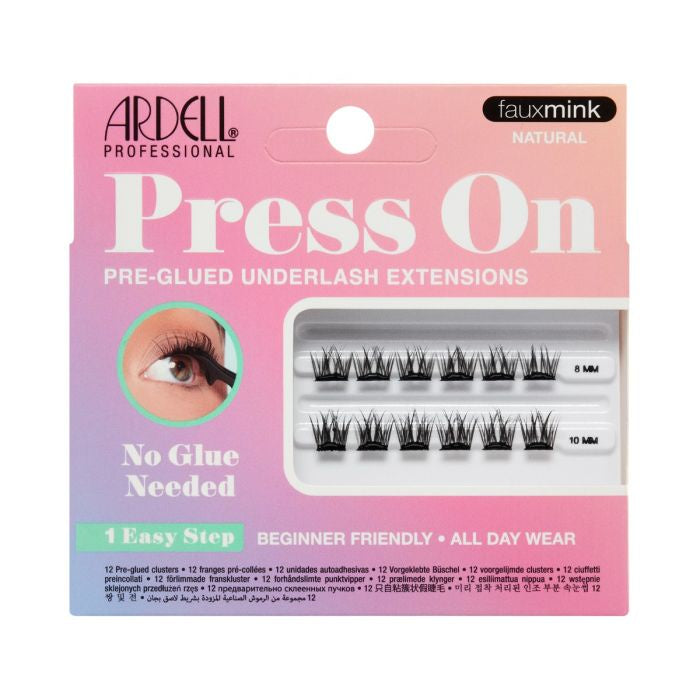 Ardell Mini Press - On Pre - Glued Natural Faux Mink Eyelash Extensions, Pack of 12 Pieces (#38606)