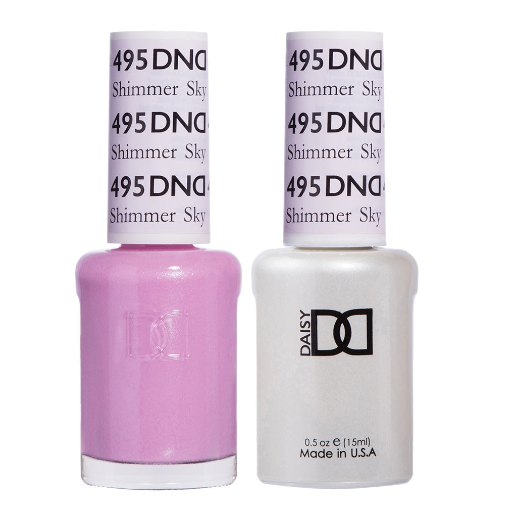 DND Duo Shimmer Gel & Lacquer in Sky Blue Shade #495