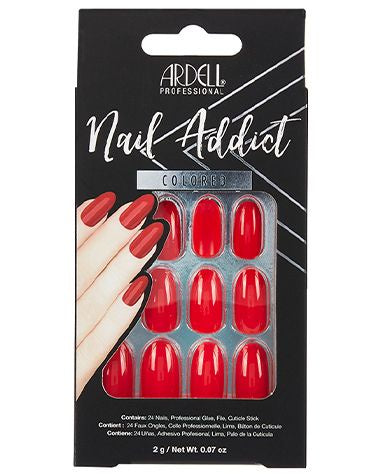 Ardell Nail Addict Press-on Nails in Stunning Solid Cherry Red Color #66439