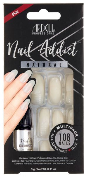 Ardell Nail Addict Natural Oval Press - on Nails Multipack Set #63856