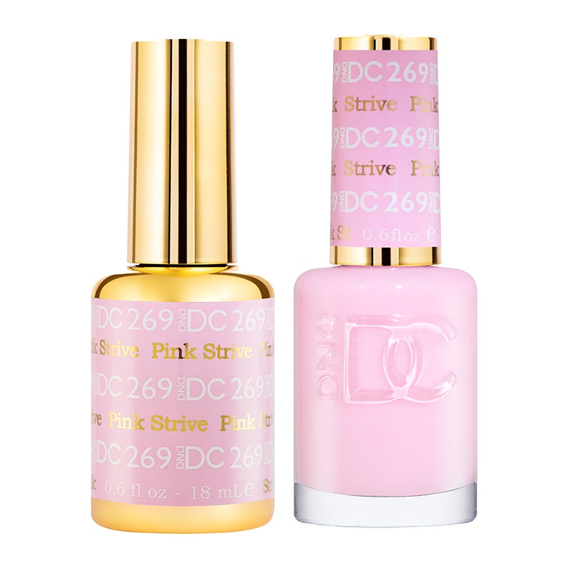 DND DC DUO Gel Nail Polish - 0.5 oz #269 Pink Strive with Glitter Metallic Effect