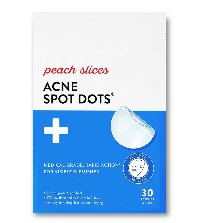 Peach Slices Hydrocolloid Acne Spot Dots for Blemish Treatment - Pack of 30 Patches