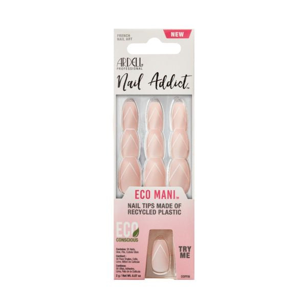 Ardell Nail Addict Eco-Friendly Press-on Manicure French-Style Nail Art Set #58639