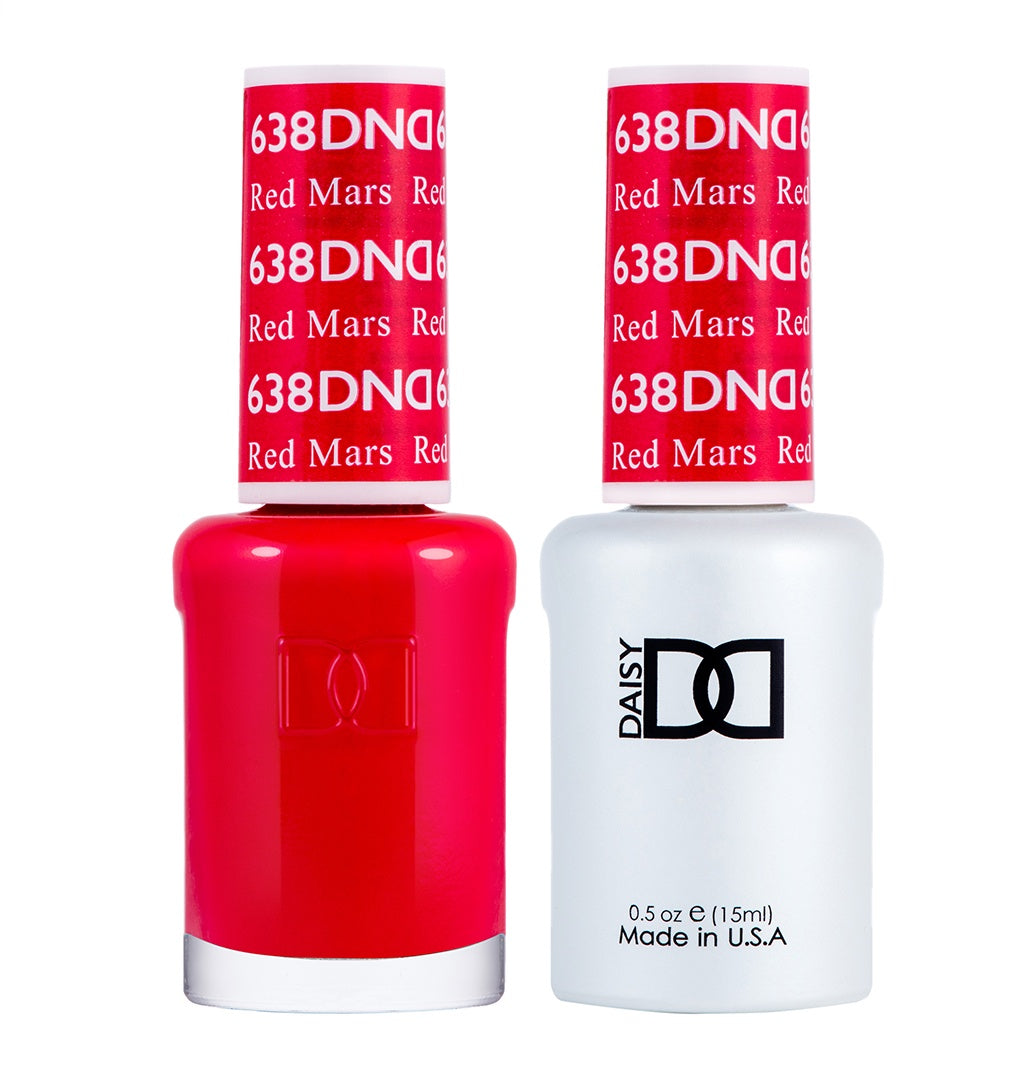 DND Duo Gel Nail Polish and Matching Lacquer in Striking Red Mars Color #638