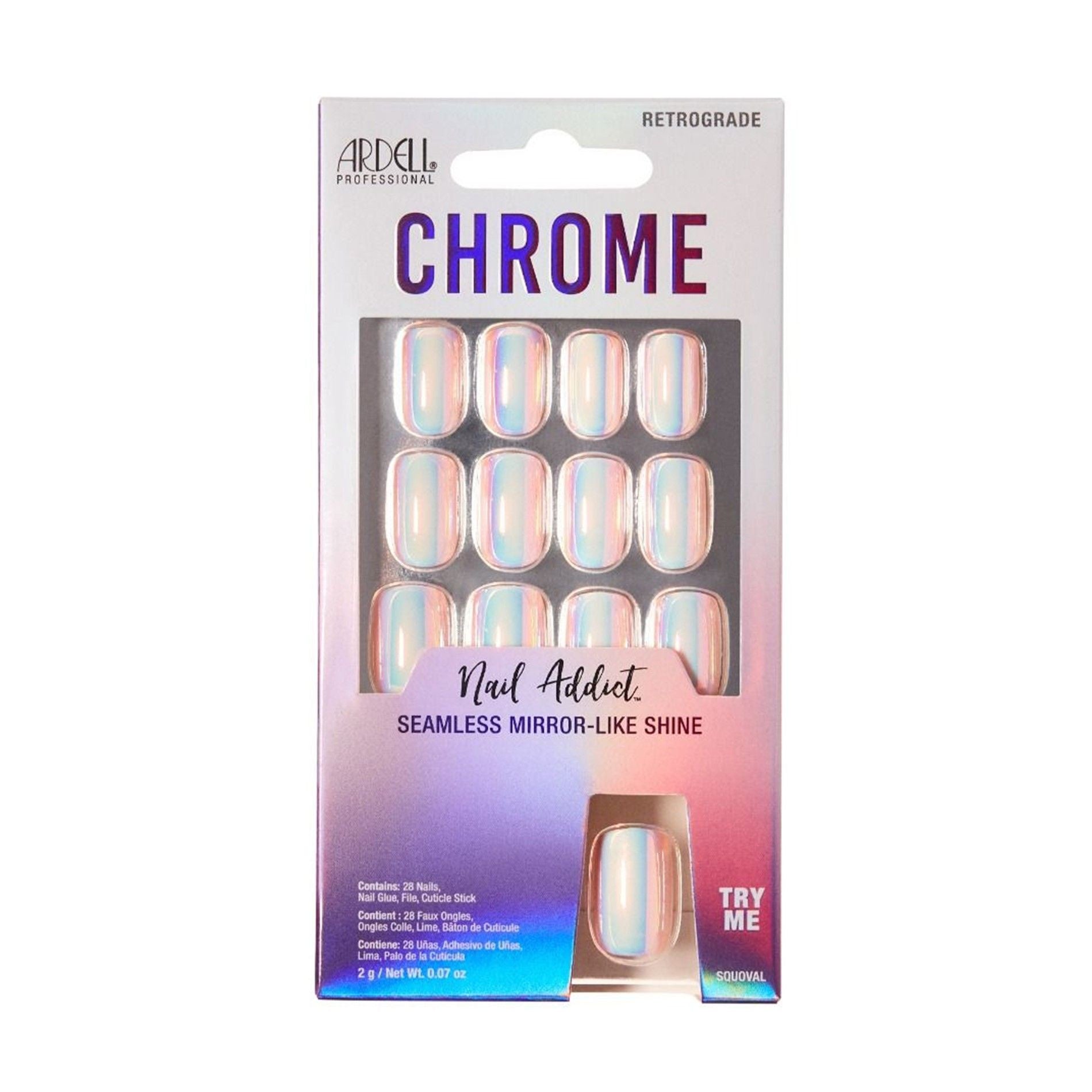 Ardell Nail Addict Chrome Retrograde Press-on Nails - Fashionable Nail Accessories #37431