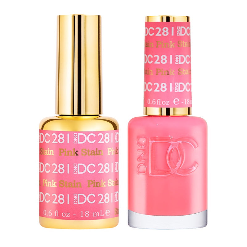 DND DC DUO Nail Polish Gel Pink Stain with Glitter Metallic Effect, 0.5 oz, #281