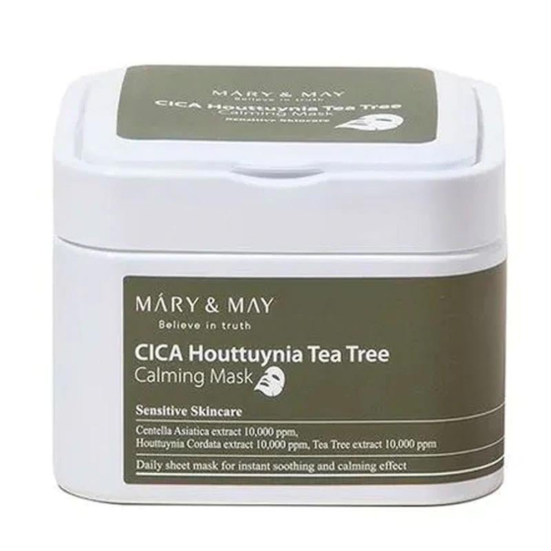 Mary & May Calming Facial Mask with Cica, Houttuynia and Tea Tree Extracts (Pack of 30)
