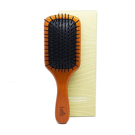 Single Piece of Medium-Sized Wooden Paddle Hair Brush