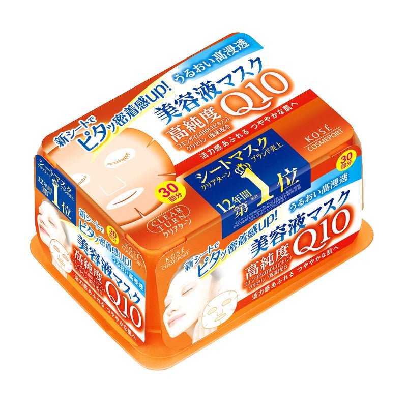 Kose Clear Turn Coenzyme Q10 Essence Facial Sheet Masks Pack of 30