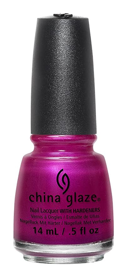 China Glaze Nail Lacquer - Don't Desert Me with Intense Fuchsia Pearl Shimmer, 0.5 oz Bottle #82652