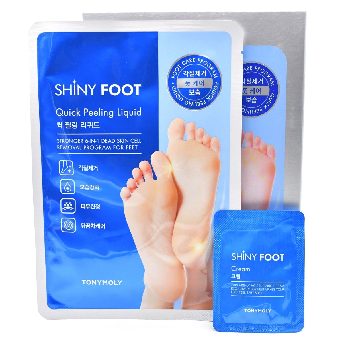 Tony Moly Shiny Foot Quick Peeling Set: 1 Pack with Foot Mask & Cream