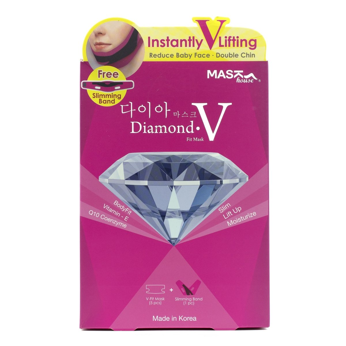 Diamond V-Fit Mask Premium Box Set: 5 Hydrating Masks + 1 Slimming Band