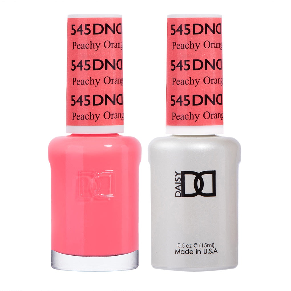 DND Duo Gel Nail Polish and Matching Lacquer in a Stunning Peachy Orange Shade #545
