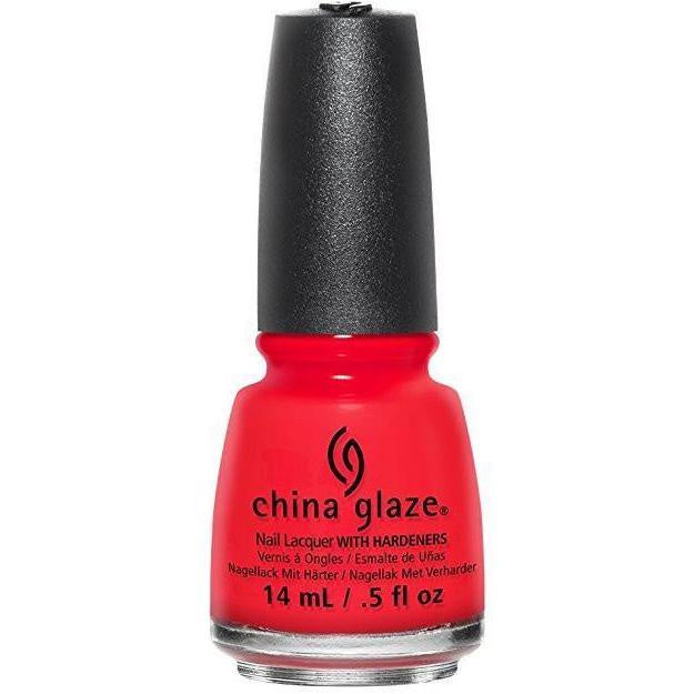 China Glaze Nail Lacquer - The Heat Is On (Sunlit Red Orange Creamy Polish), 0.5 Ounce Bottle #82653