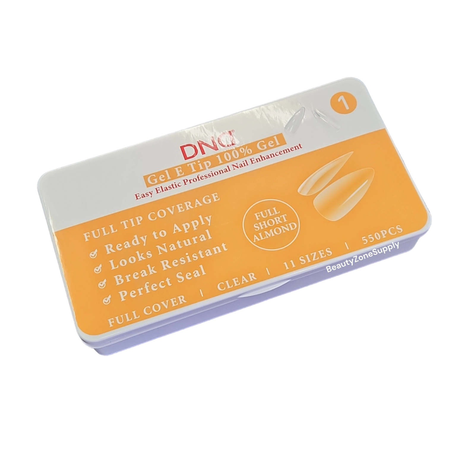 DND Flexible Soft Gel Full Short Almond Tips #1 - 550 Pieces per Box