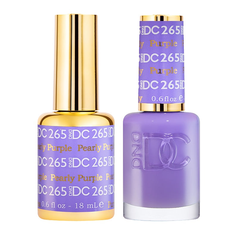 DND DC DUO 0.5 oz #265 Pearly Purple Glittery Nail Gel