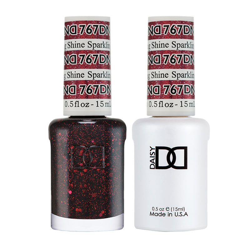DND Duo Gel Nail Polish and Matching Lacquer with Sparkling Shine, Color #767