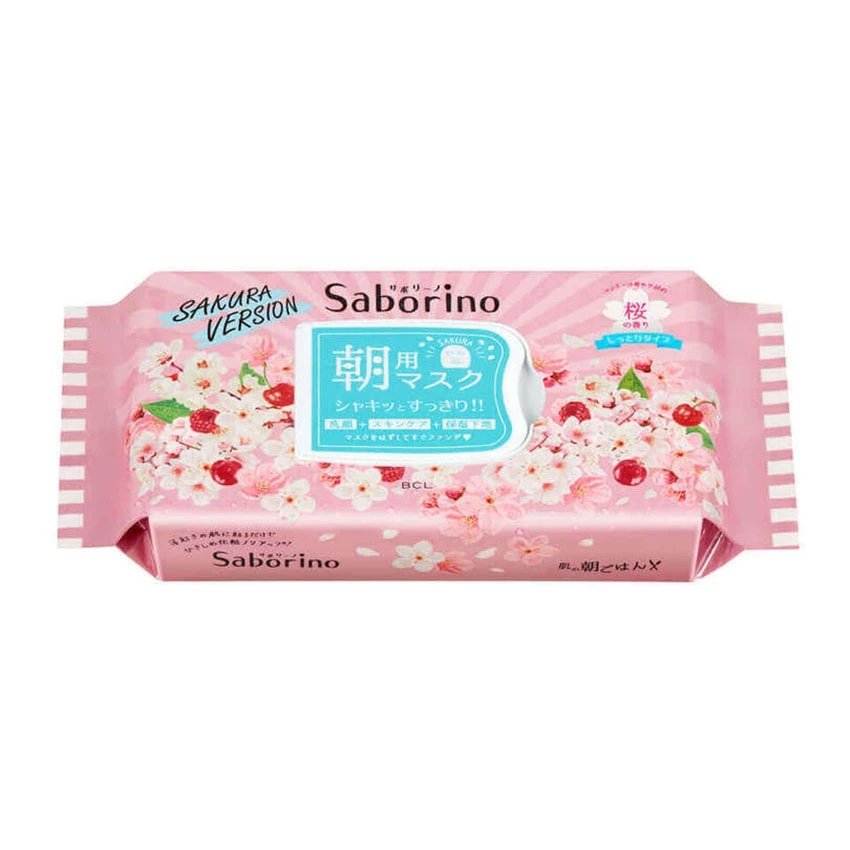 Saborino Sakura Flavored Morning Use Moisturizing Japanese Sheet Masks Pack of 28 Pieces