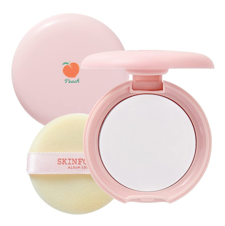 Skinfood Peach Cotton Pressed Powder Makeup Pact for Pore Blurring and Sebum Control