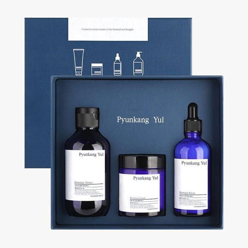 Pyunkang Yul Premium Moisturizing Skincare Product Set Including 200ml Essence Toner, 100ml Moisture Serum, and 100ml Nutrition Cream