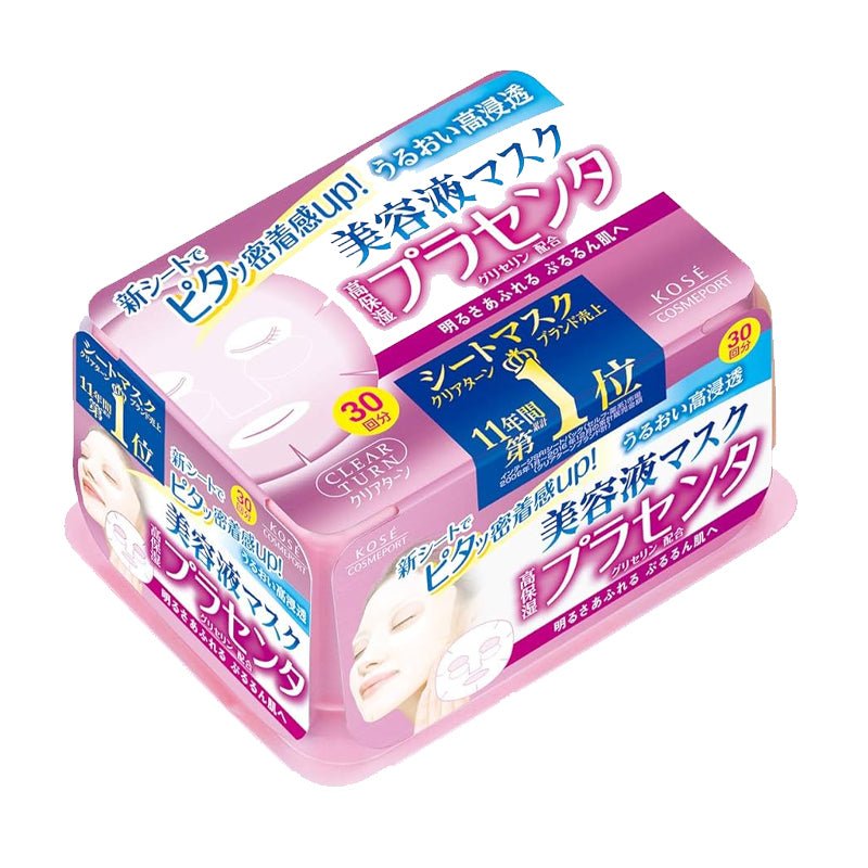 Kose Clear Turn Placenta Essence Mask Set of 30 for Daily Use