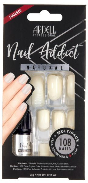 Ardell Nail Addict Multipack of Natural Squared Press - on Nails #63857