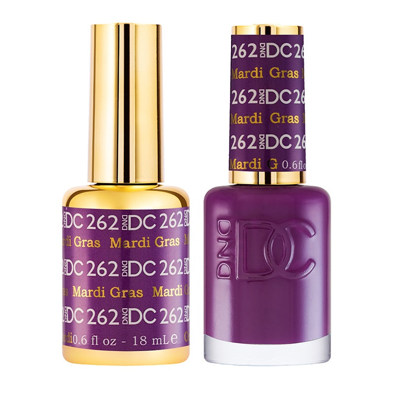 DND DC DUO Nail Polish Set - 0.5 oz Mardi Gras Glitter Metallic Effect #262