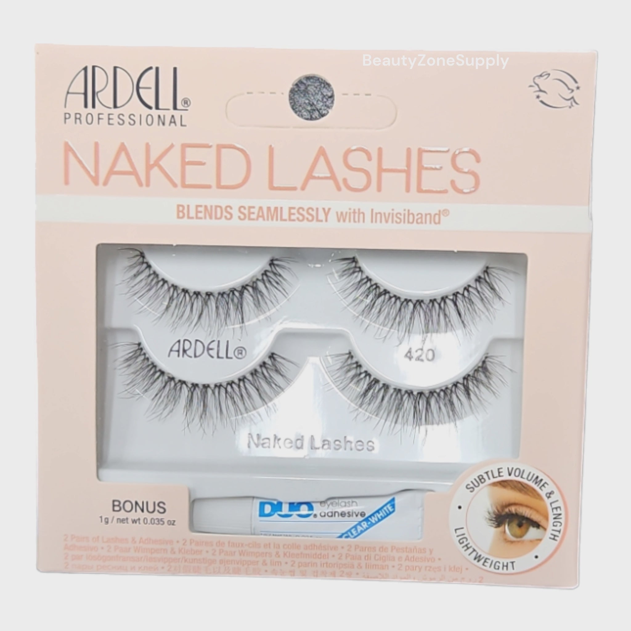 2 Pairs of Ardell Naked Lashes 420 + 1-gram Duo Pipette #37406