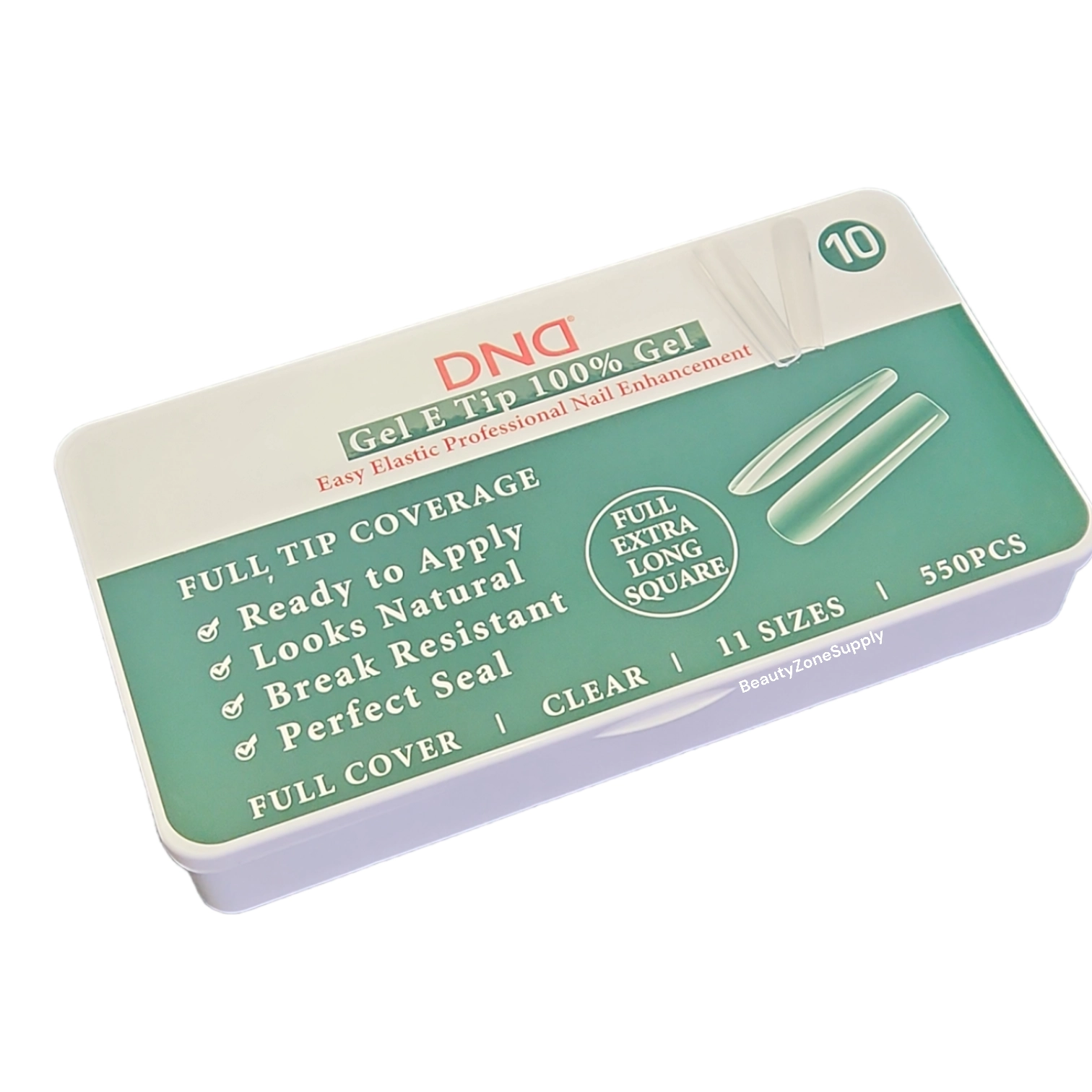 DND Full Set of Soft Gel Extra Long Square Nail Tips - Size #10