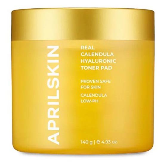 AprilSkin's 60-Piece Real Calendula Hyaluronic Exfoliating & Moisturizing Toner Pads