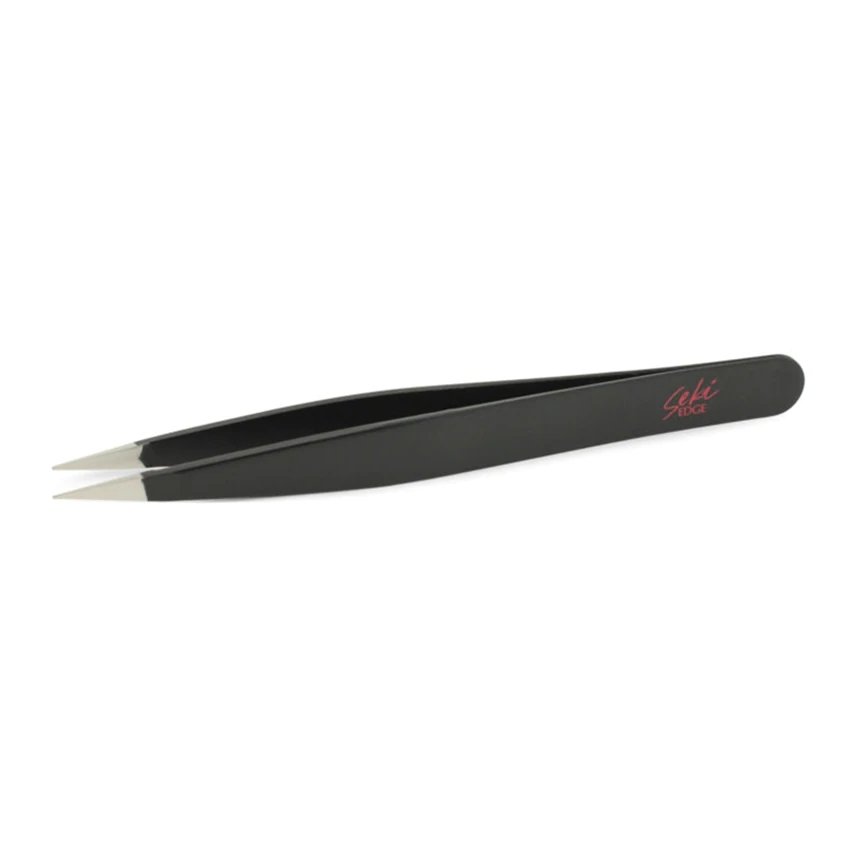 Seki Edge Brand SS - 501 Premium Black - Colored Stainless Steel Precision Pointed Tweezer for Hair and Splinter Removal