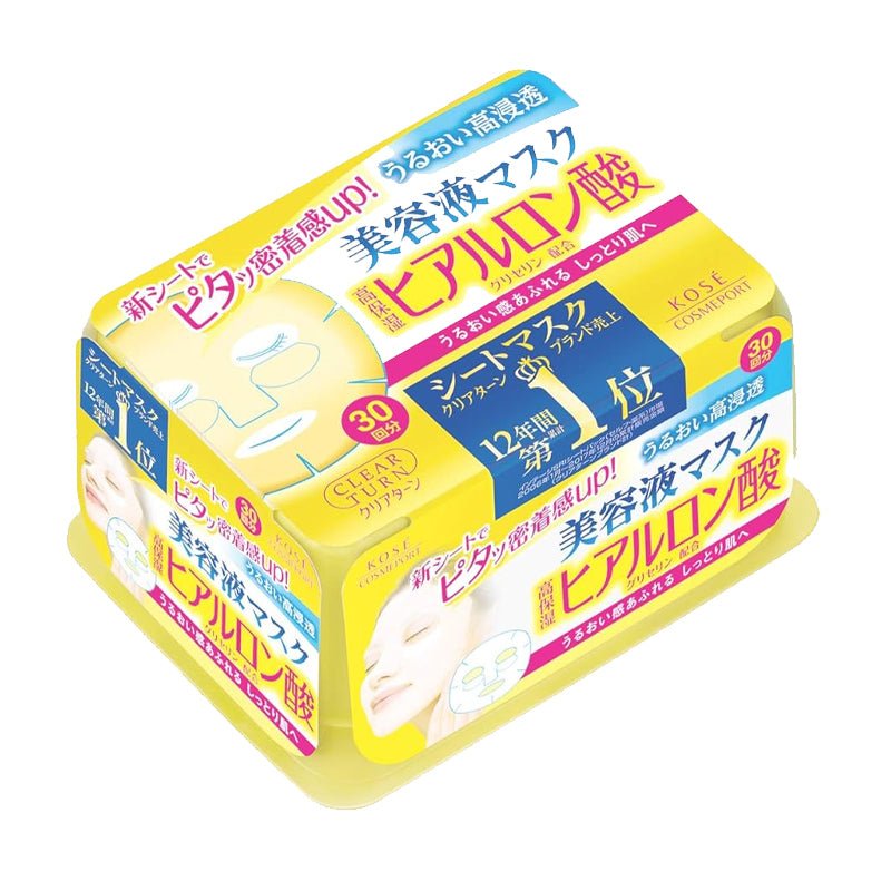 Kose Clear Turn Hyaluronic Acid Hydrating Essence Facial Mask Set (30 Masks)