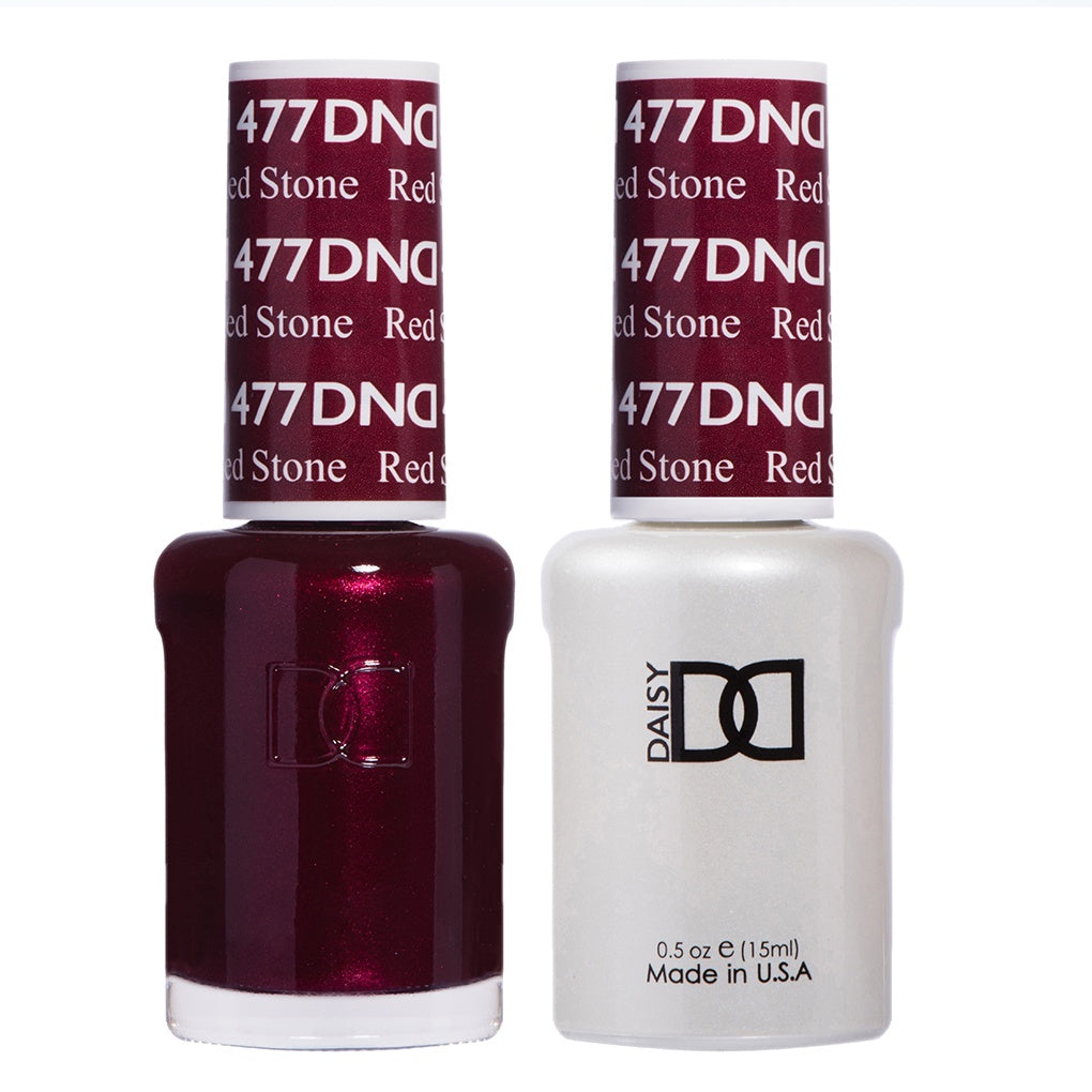 DND Red Stone #477 Duo Gel Polish and Matching Lacquer Set