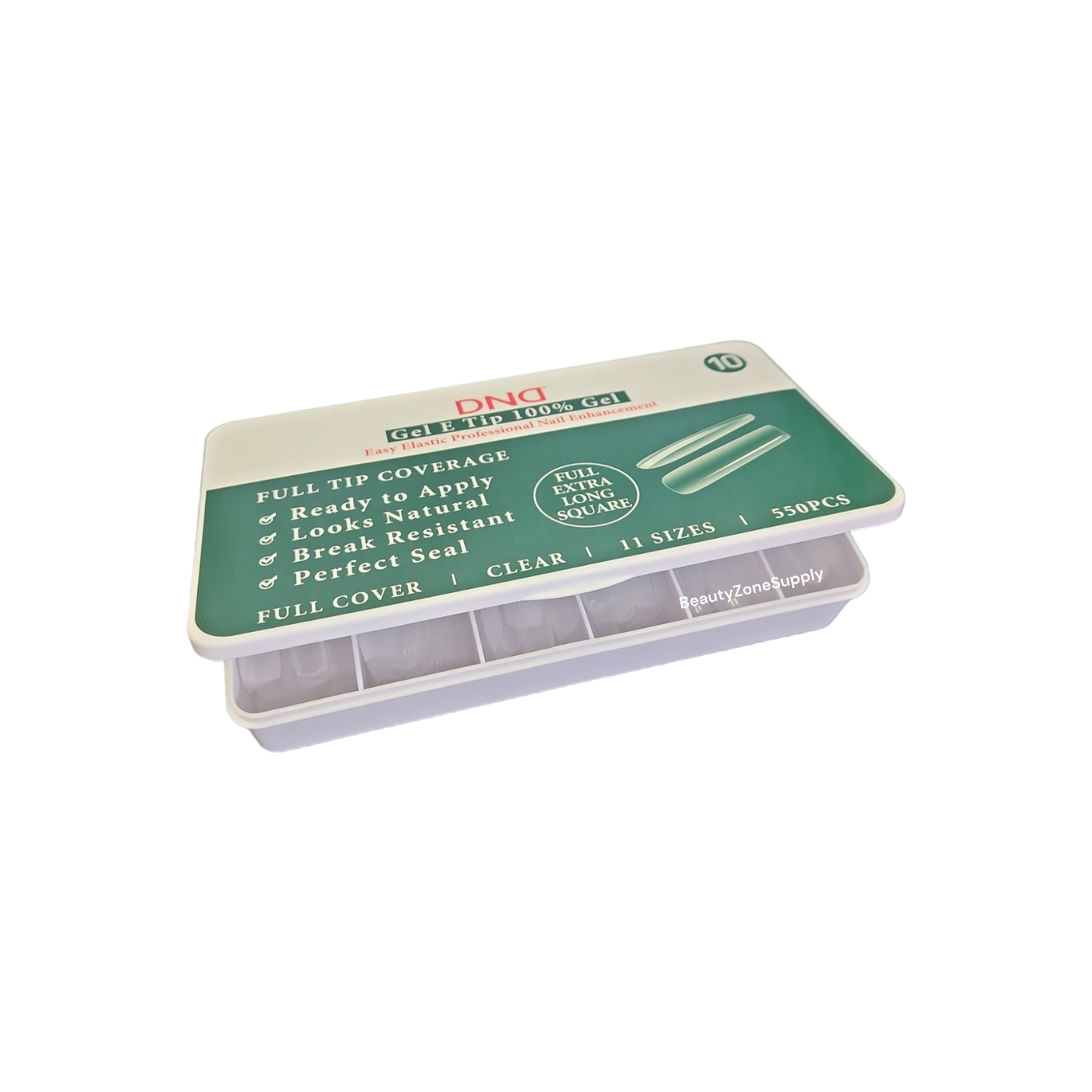 DND Full Set of Soft Gel Extra Long Square Nail Tips - Size #10