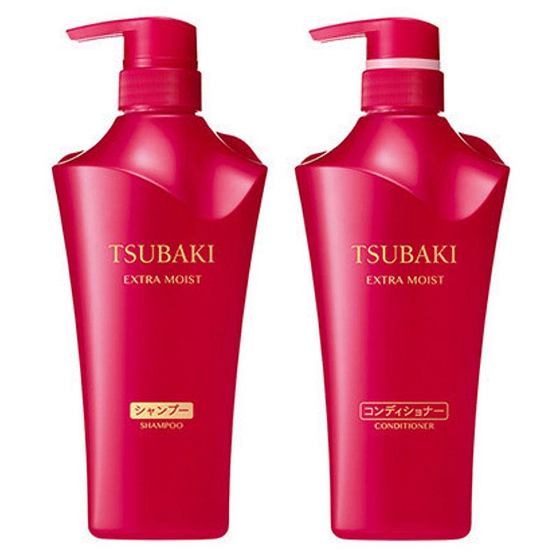 Shiseido Tsubaki Extra Moist Shampoo or Conditioner in Pump-Type Packaging, 500ml Bottle