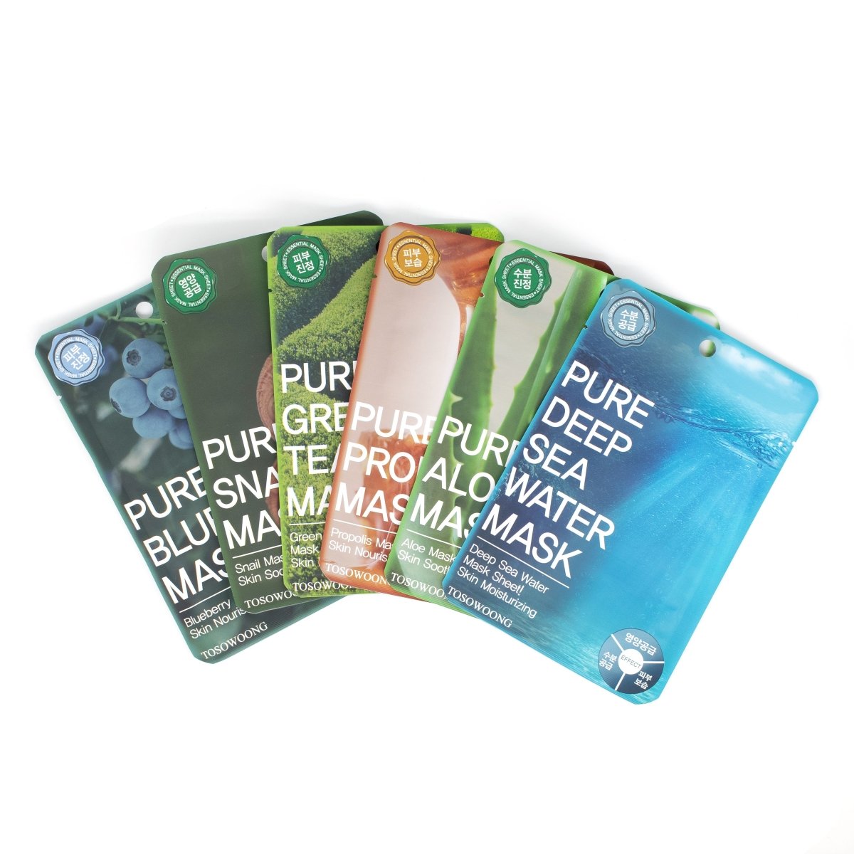Tosowoong Natural Infused Pure Mask Sheets - 6 Types for Skin Care