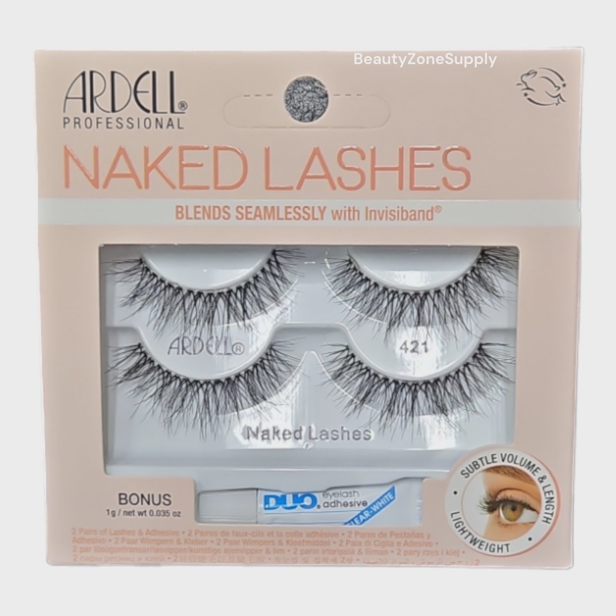 Ardell Branded Naked Style False Eyelashes 421, Two Pairs Plus 1 Gram Duo Pipette Adhesive #37407