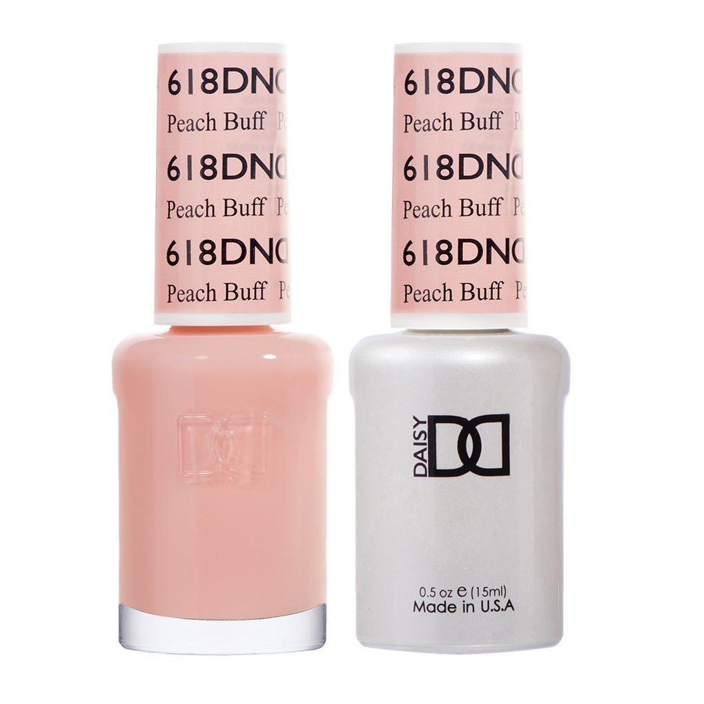 DND Duo Set: Gel Nail Polish and Lacquer in Stunning Peach Buff Shade #618