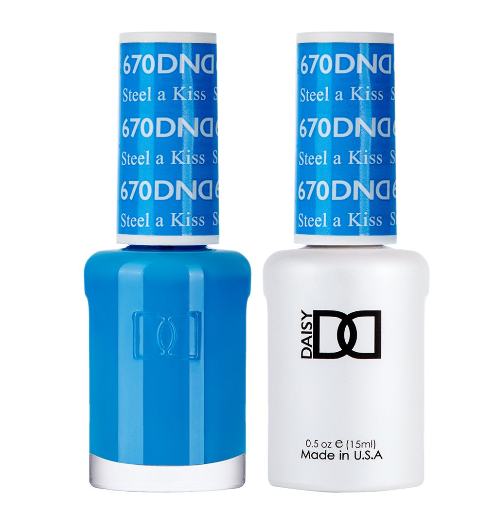DND Dual Gel and Lacquer Set - Steel a Kiss Shade #670 for Beautiful Nail Art