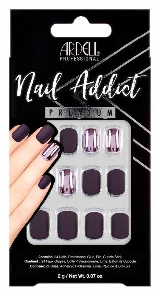Ardell Premium Nail Addict Burgundy Chrome Nail Styles #54613