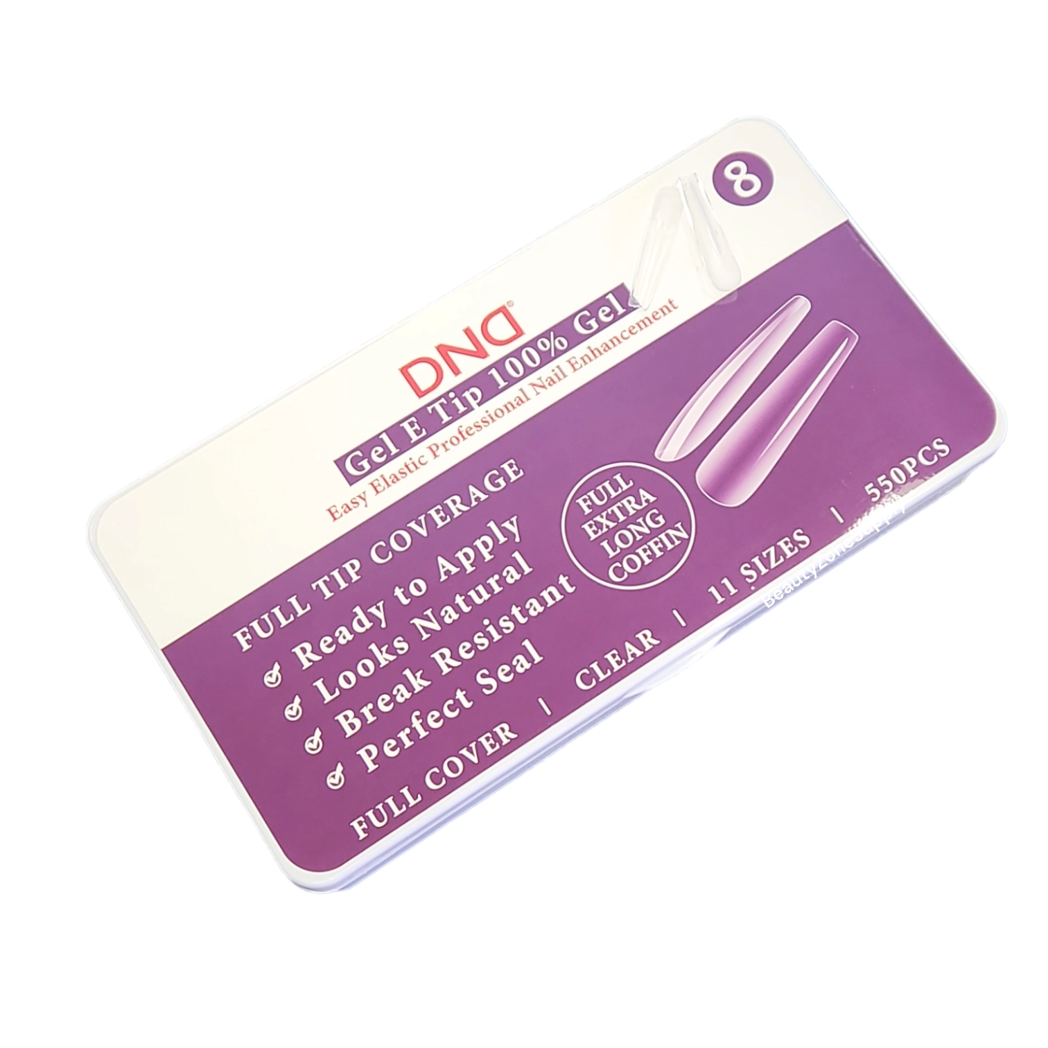 DND Full Set of Soft Gel Long Coffin Shaped Nails, Size #8