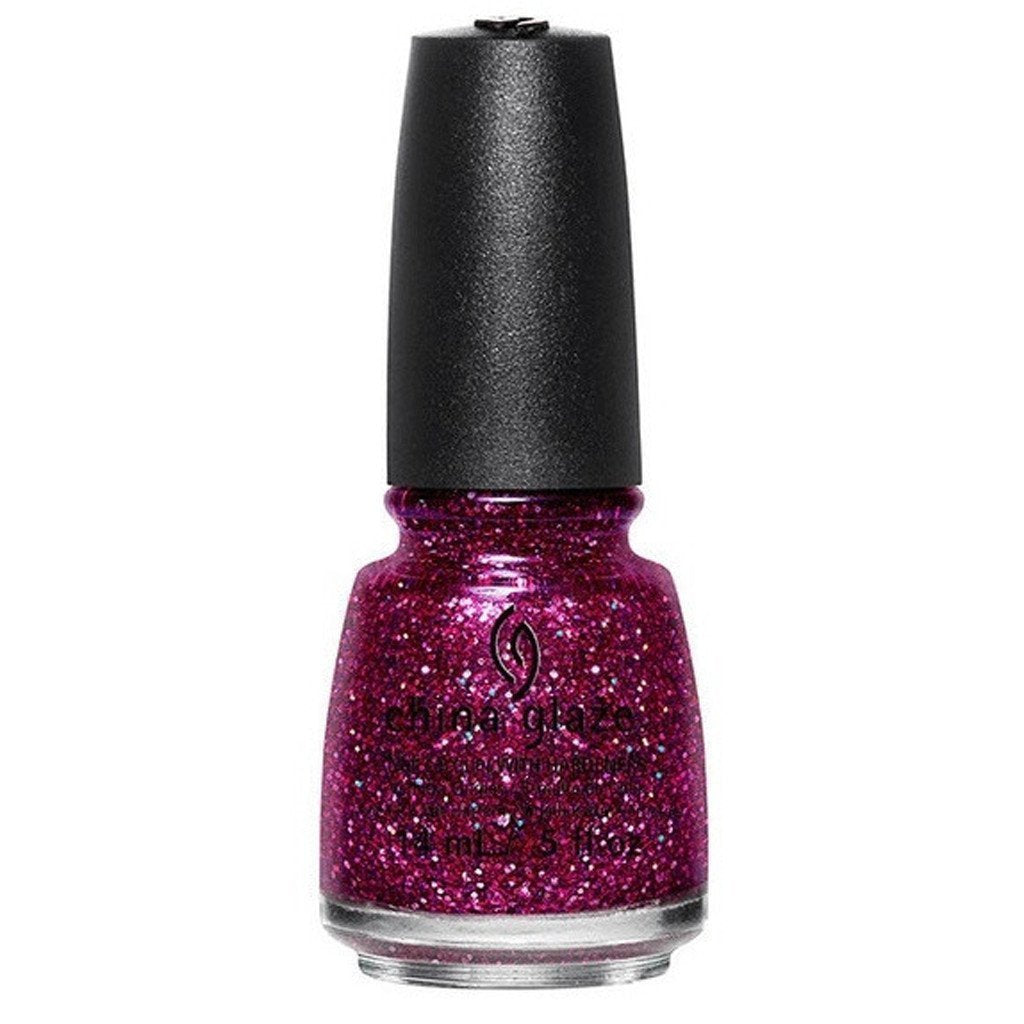 China Glaze Nail Lacquer - Turn Up The Heat with Multisized Berry Glitter, 0.5 oz (#82696)