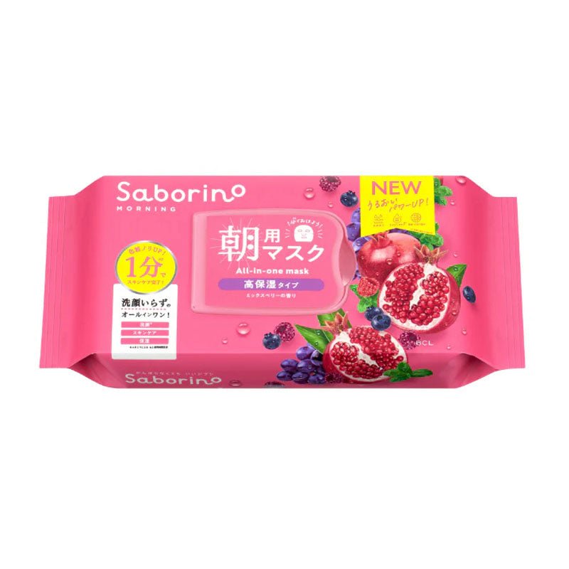 BCL Saborino Morning Moisture Facial Sheet Mask with Mixed Berry Flavor, Pack of 30