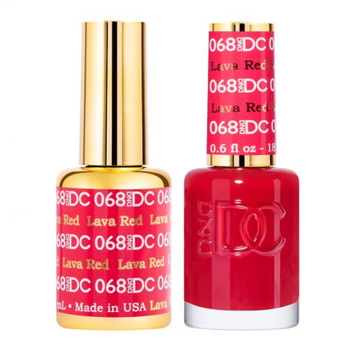 DND DC Professional Gel Polish Duo Set in Stunning Lava Red #068 for Beautiful Nails