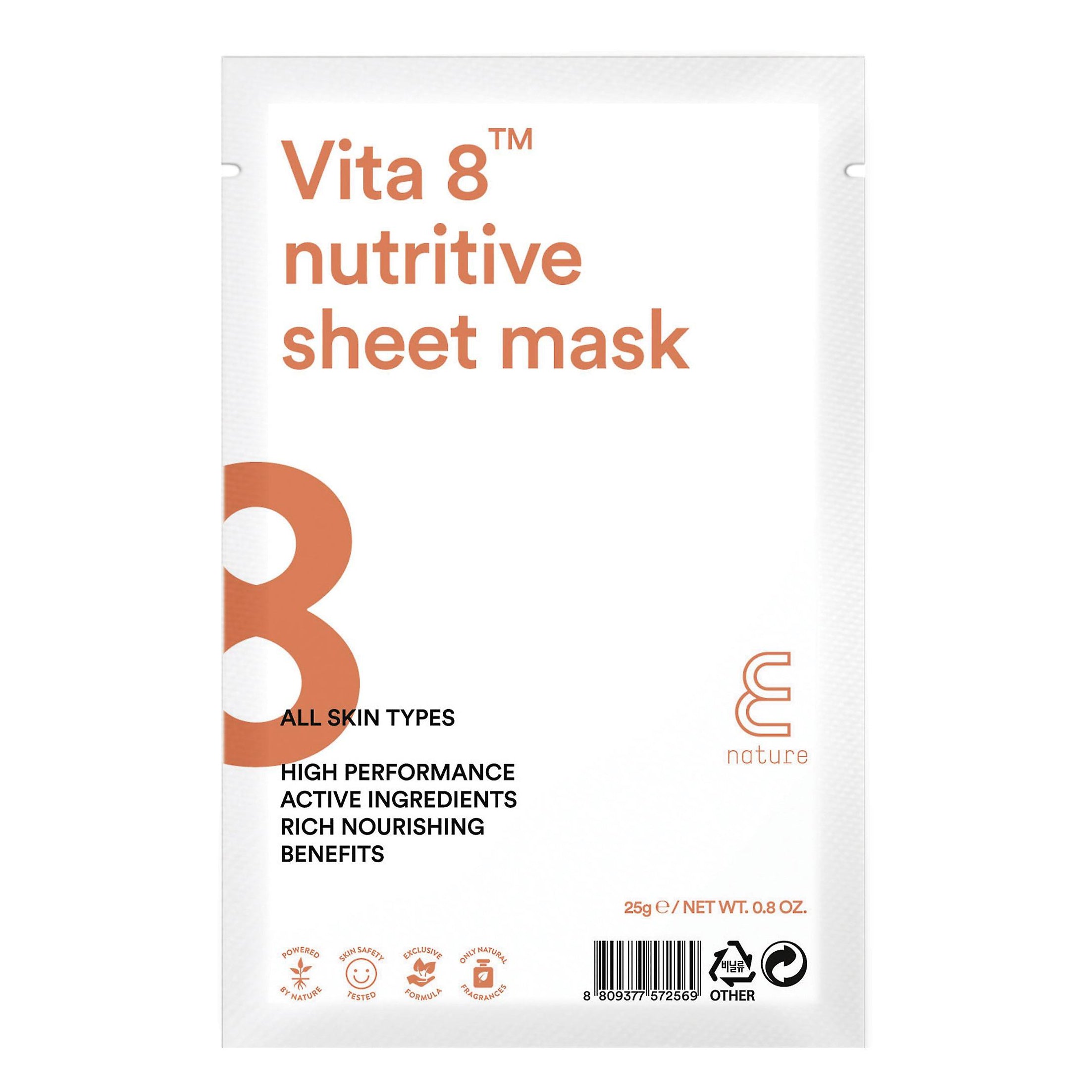 E Nature Vita 8 Nutritive Facial Sheet Mask - 25g for Deep Skin Nourishment