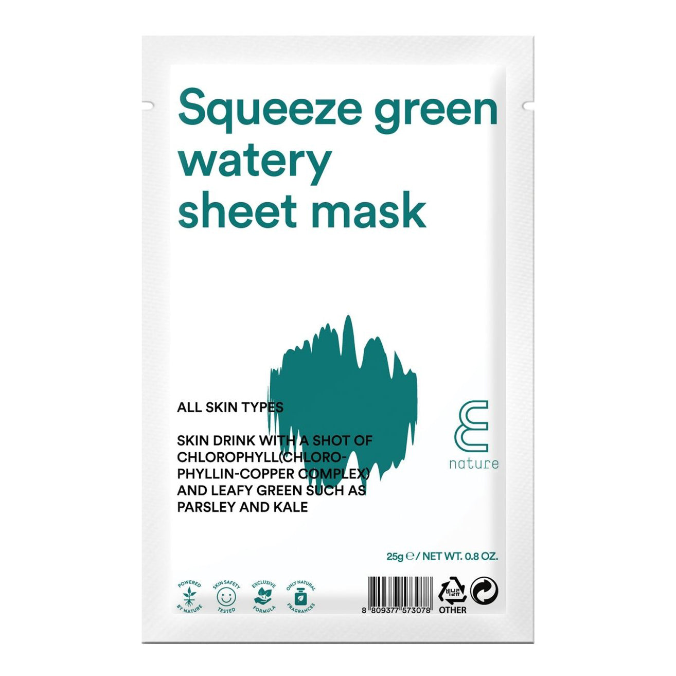 E Nature 25g Squeeze-Type Green Hydrating Watery Facial Sheet Mask