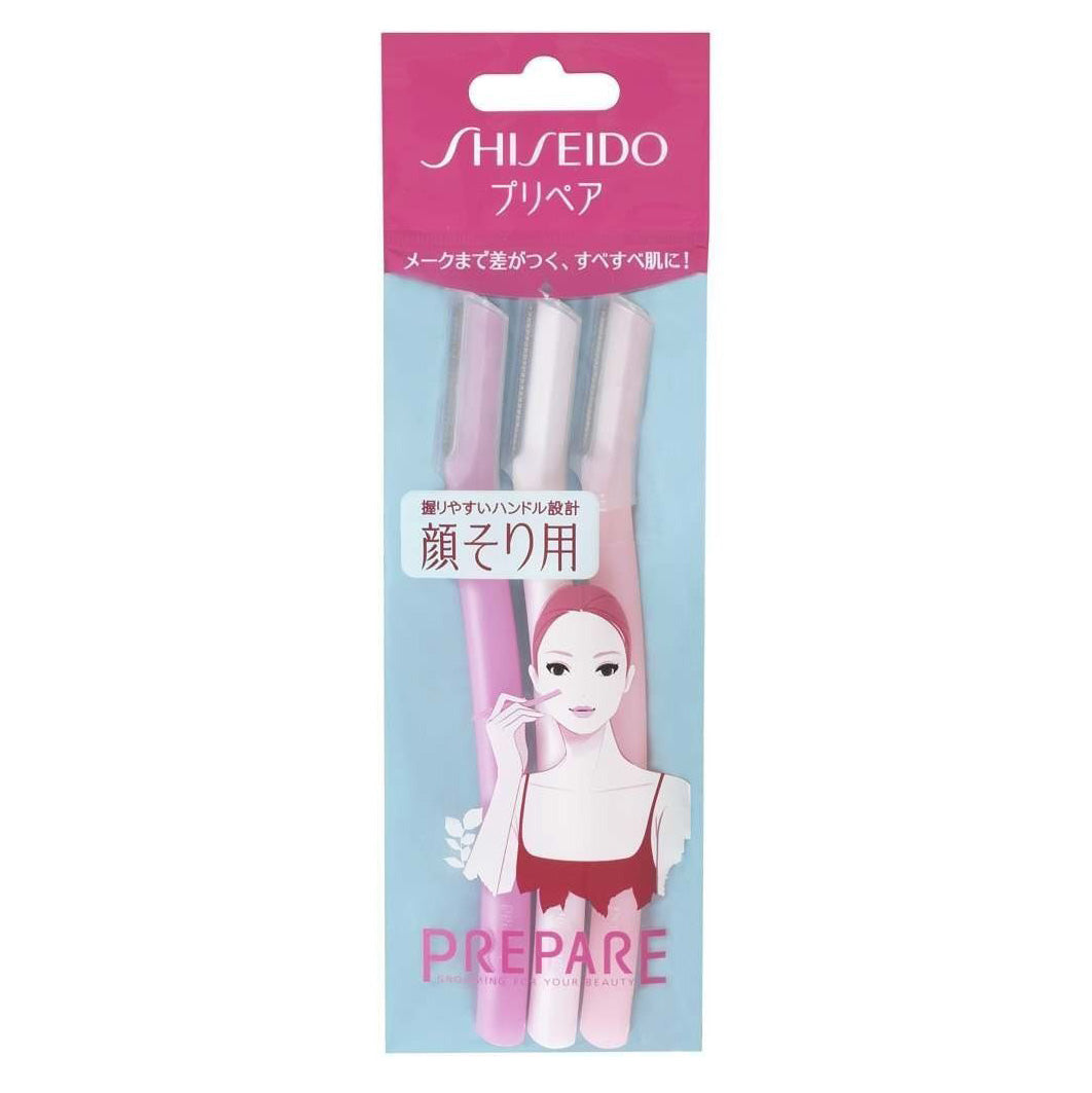 Shiseido 1 - Pack L - Shaped Facial Razor Set with 3 Comfort - Shaving Blades
